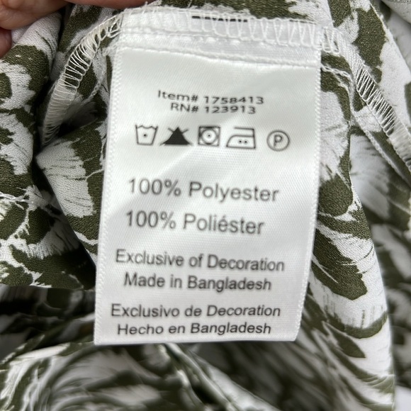 Jach’s Girlfriend Blouse Sz M Olive & Cream Polyester Button Front 3/4 Like New - Picture 9 of 12